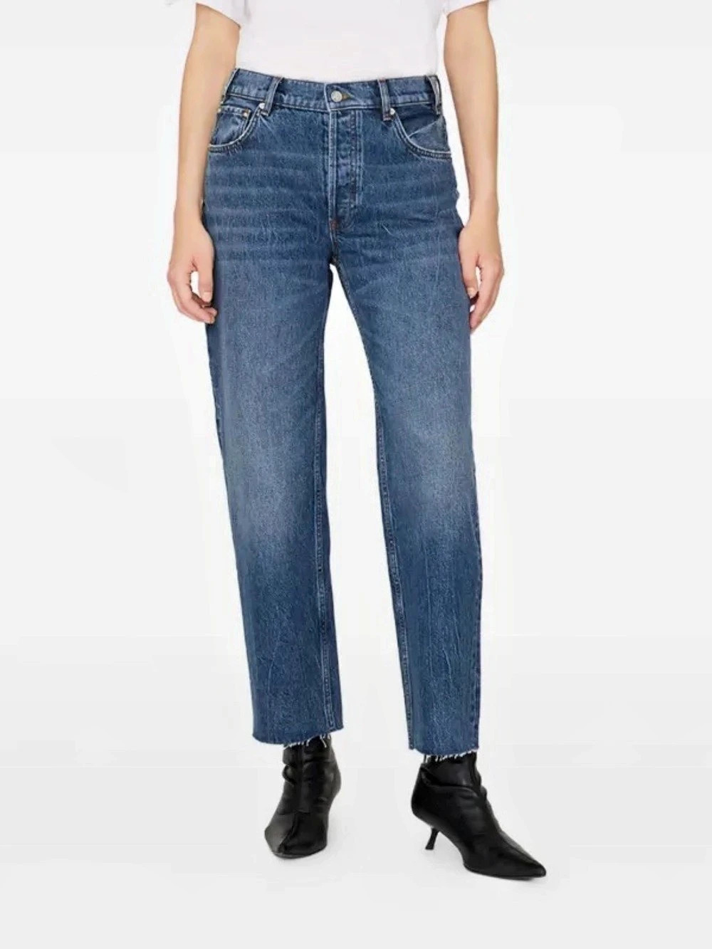 ANINE BING Gavin button frayed jeans